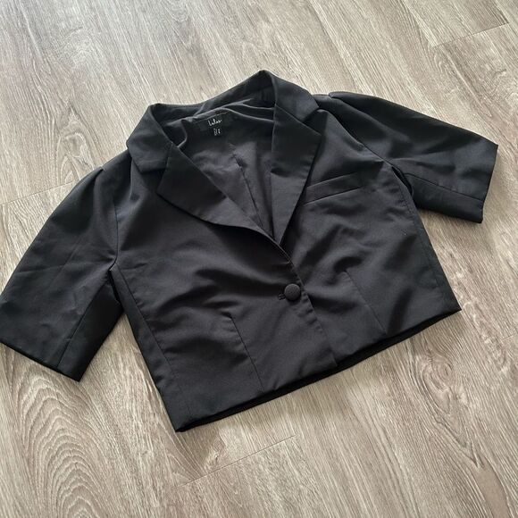 Lulus Posh Company Black Cropped Short Sleeve Blazer - Size XS - Picture 5 of 8